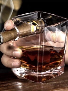 Cigar Holder Whiskey Crystal Glass Luxury Fashioned Glass Side Mounted
